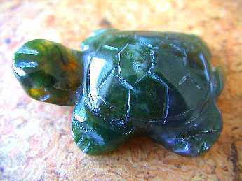 Schildkröte, gebohrt - Moosachat