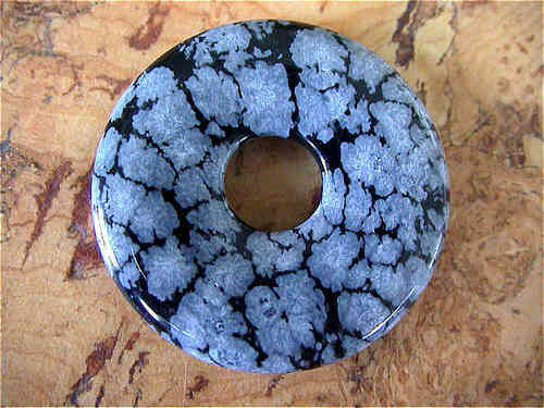 Donut (3,0cm) - Schneeflockenobsidian "grosse Flocken"