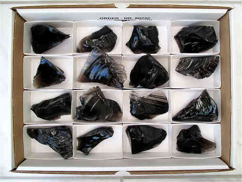 Mineralien - Lamellenobsidian (16-Stück-Partie)