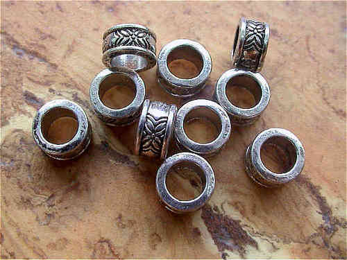 Tibetische Perlen - "Ring 8mm, Antik-Silber"
