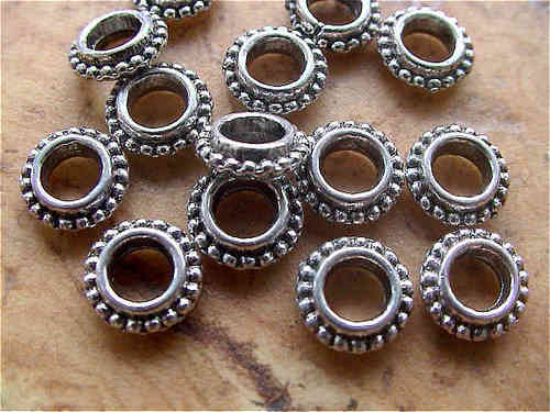 Tibetische Perlen - "Spacer-Ring 8mm, Antik-Silber"