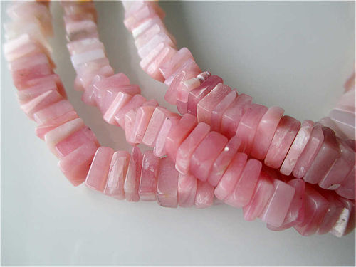 Halskette "Quadrat-Scheibchen" - Andenopal "Pink" (Extra Qualität)
