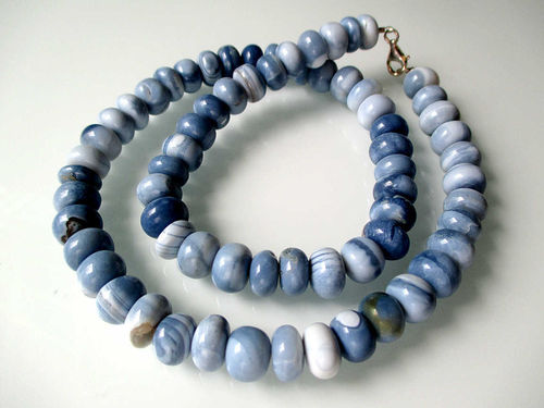 Halskette "XL-Button" - Opal "Blau" (Extra Qualität)