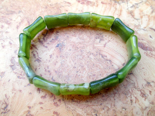 Armband "Bambus-Design" - Jade "Oliv"